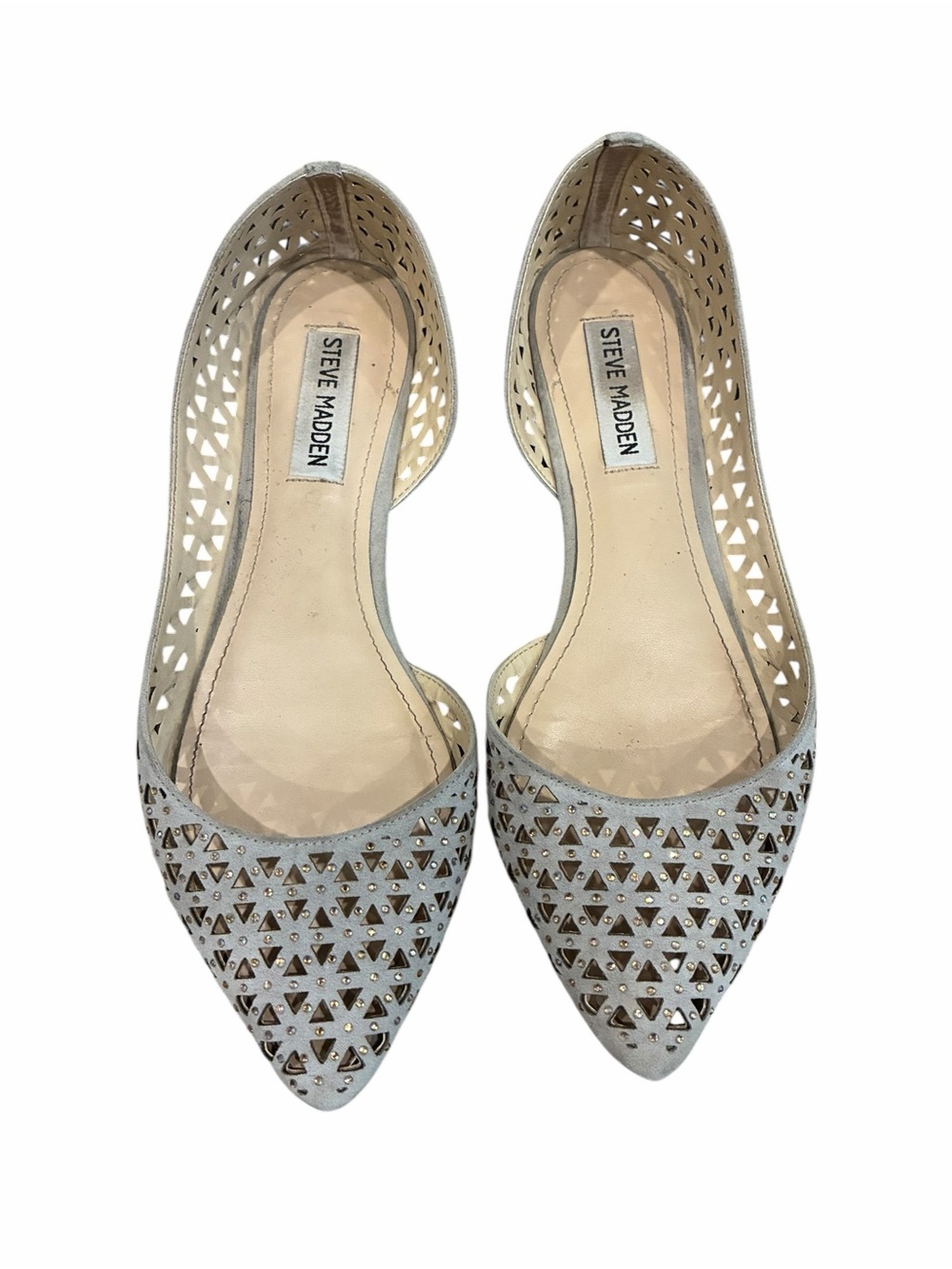 Steve Madden Elaine d'Orsay Flats Gray Laser-Cut Pointed Toe Classy Dressy
